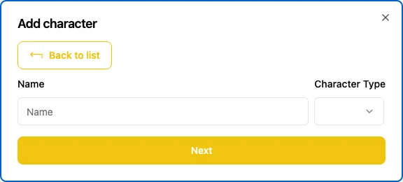 Childbook character creation interface for a personalized storybook